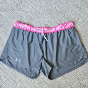 Under Armour Gray and Pink Athletic Shorts for Performance